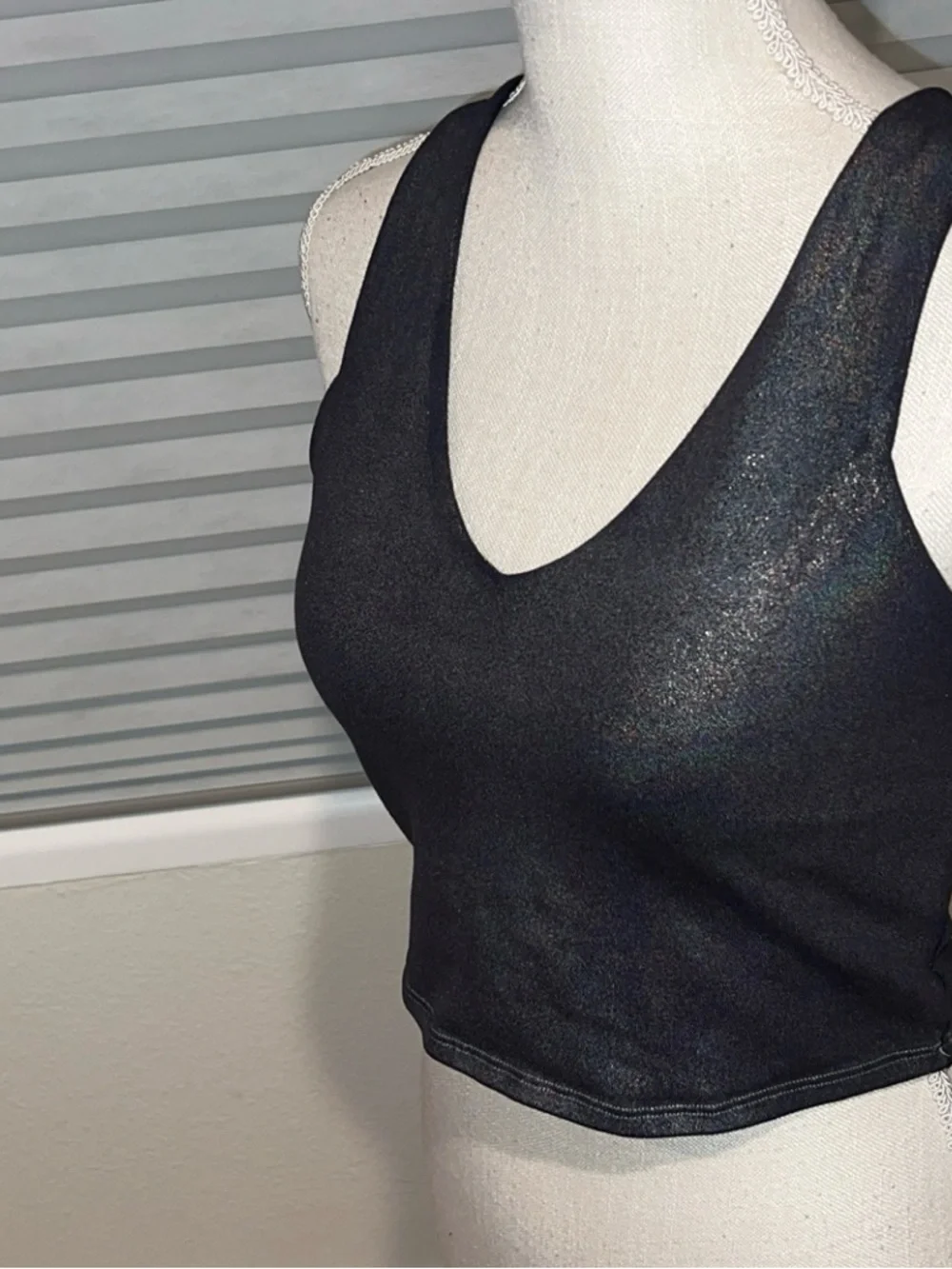 ALO Yoga Black Iridescent Sparkle Activewear Top